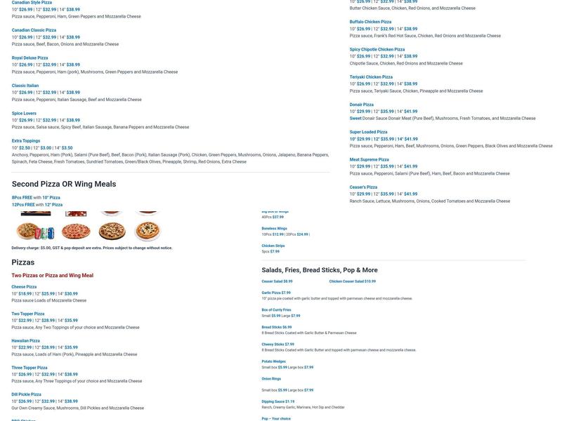 Johnny's Pizza & Wings Menu