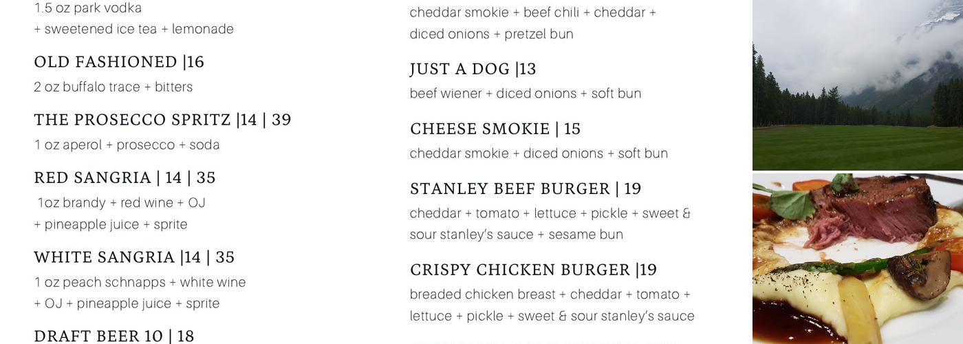 STANLEY'S SMOKEHOUSE Menu