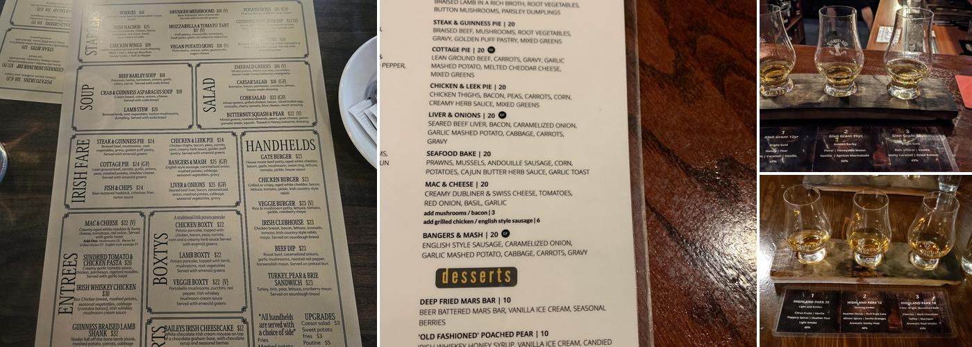 St James's Gate Irish Pub Menu