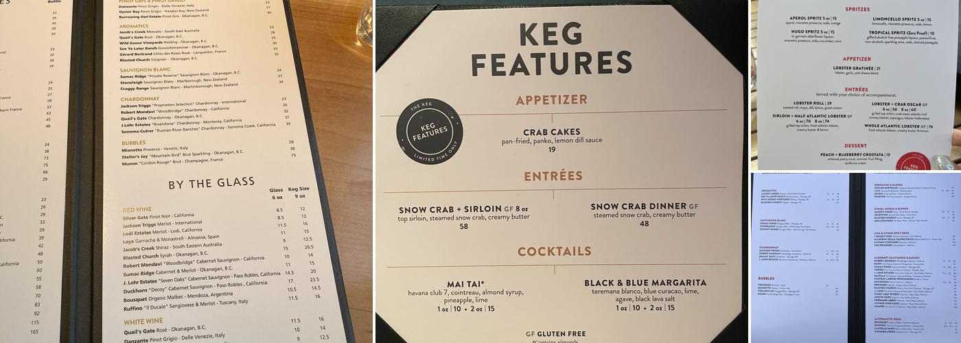 The Keg Steakhouse + Bar - Banff Downtown Menu