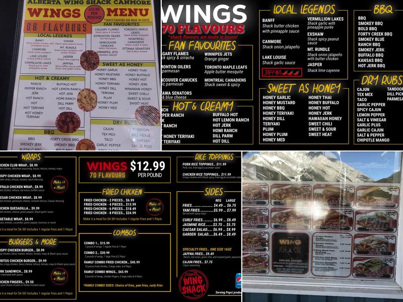 Alberta Wing Shack Banff Menu