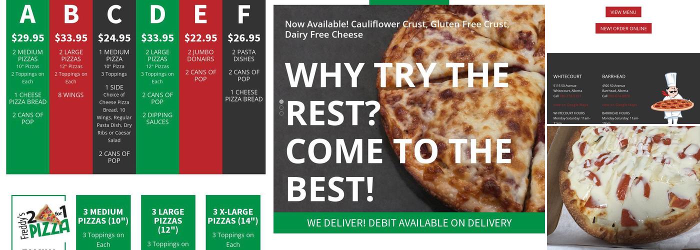 Freddys 2 for 1 pizza Menu