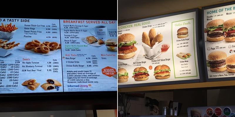 A&W Canada Menu