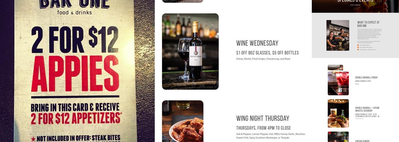 Bar One Menu