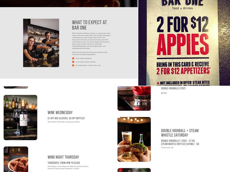 Bar One Menu