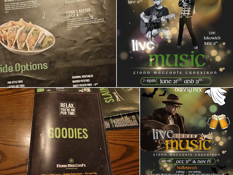 Fionn MacCool's Menu