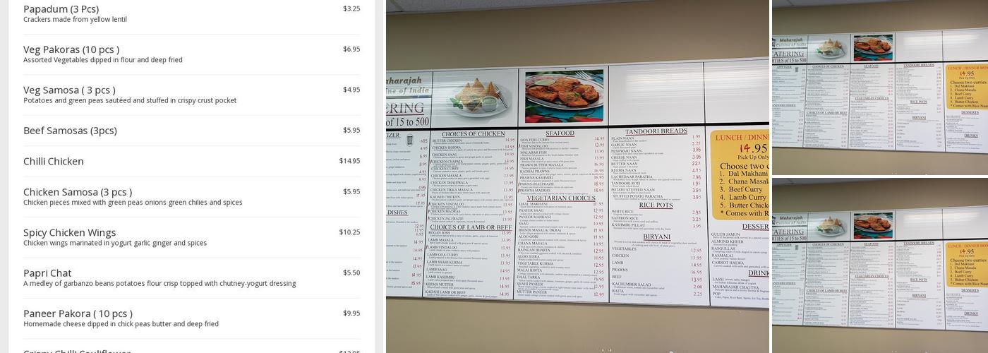 Maharajah Discovery Ridge Menu