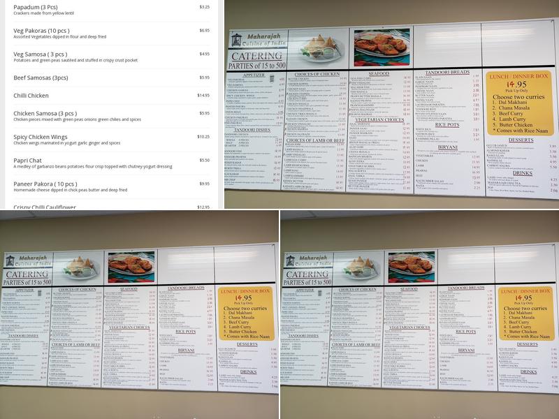 Maharajah Discovery Ridge Menu