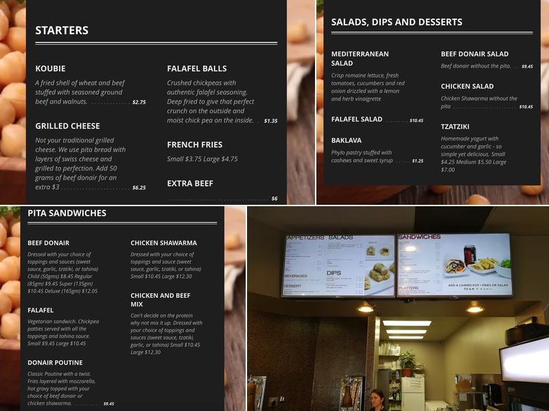 The Donair Place & Mediterranean Cuisine Menu