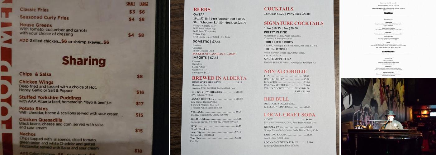 Aussie Rules Piano Bar Menu