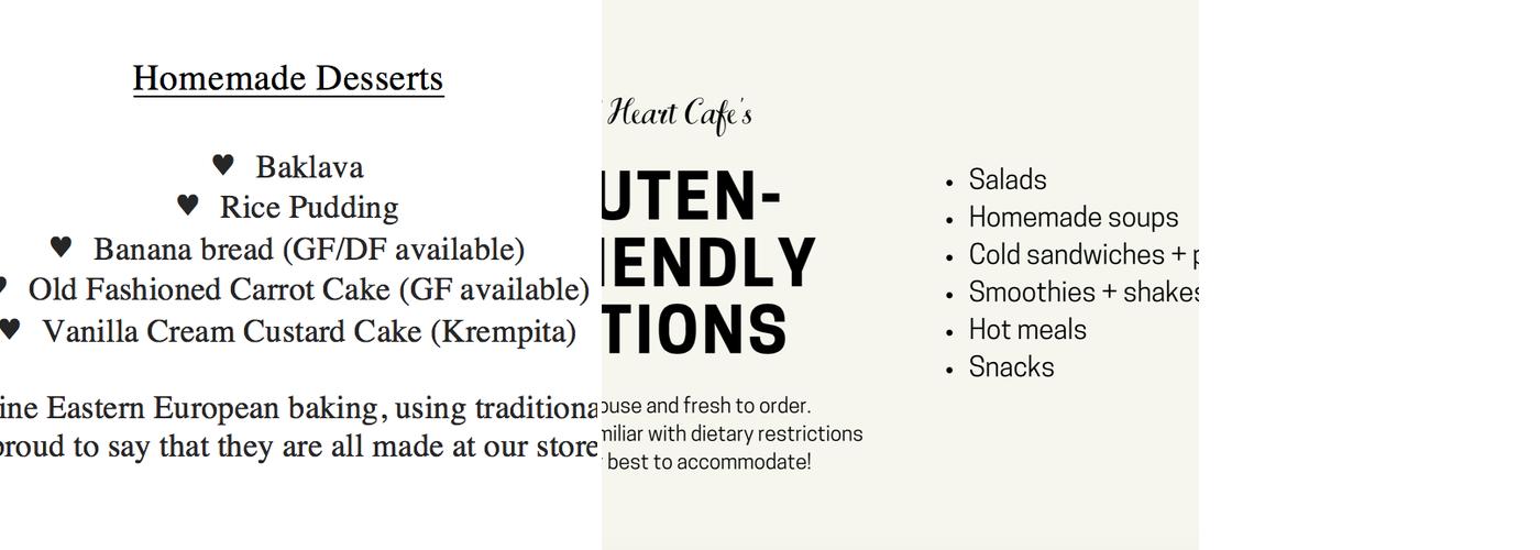 Good Heart Cafe Menu