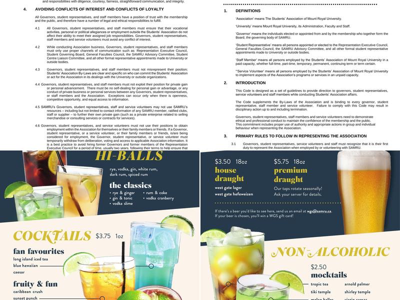 West Gate Social Menu