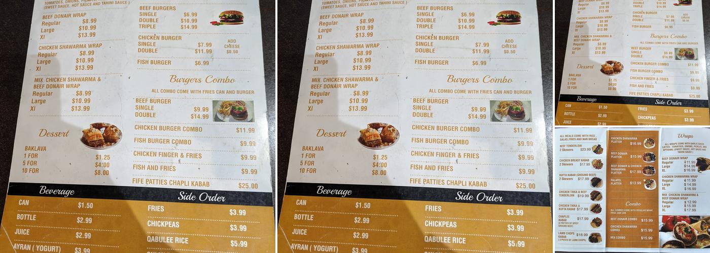 Alibaba Kabob House Inc Menu