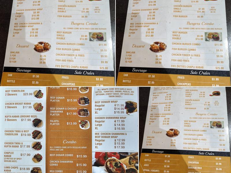 Alibaba Kabob House Inc Menu