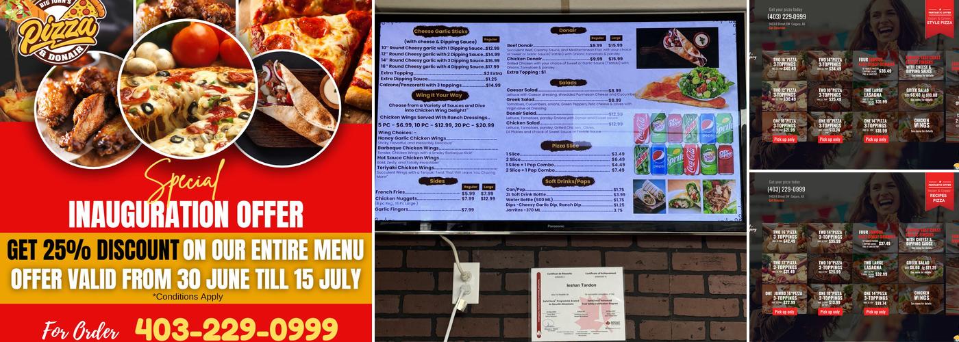 BIG John's Pizza and Donairs Menu