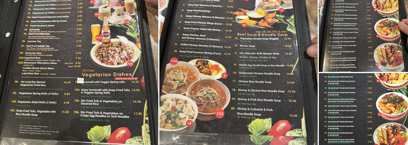 Ha Long Bay Vietnamese Cuisine Menu