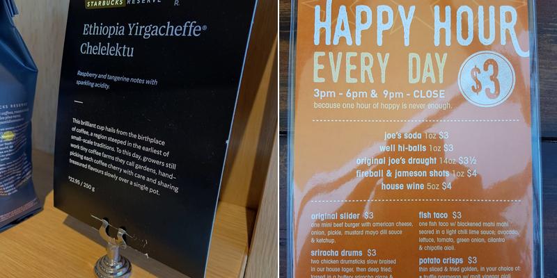 Starbucks Menu