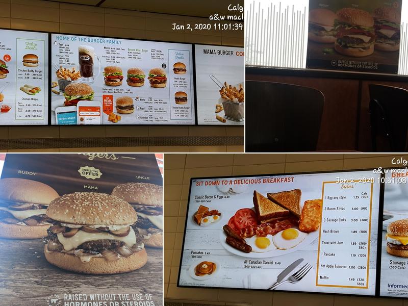 A&W Canada Menu