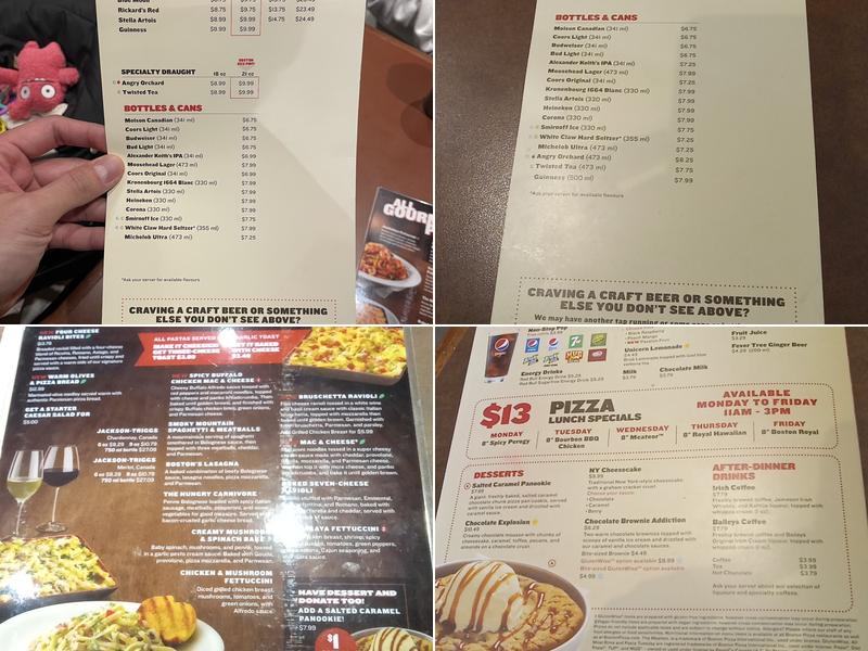 Boston Pizza Menu