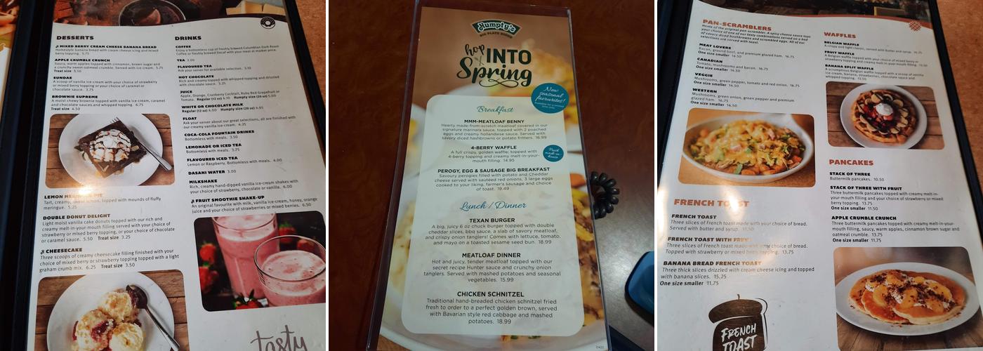 Humpty's Big Plate Diner - Montgomery Menu