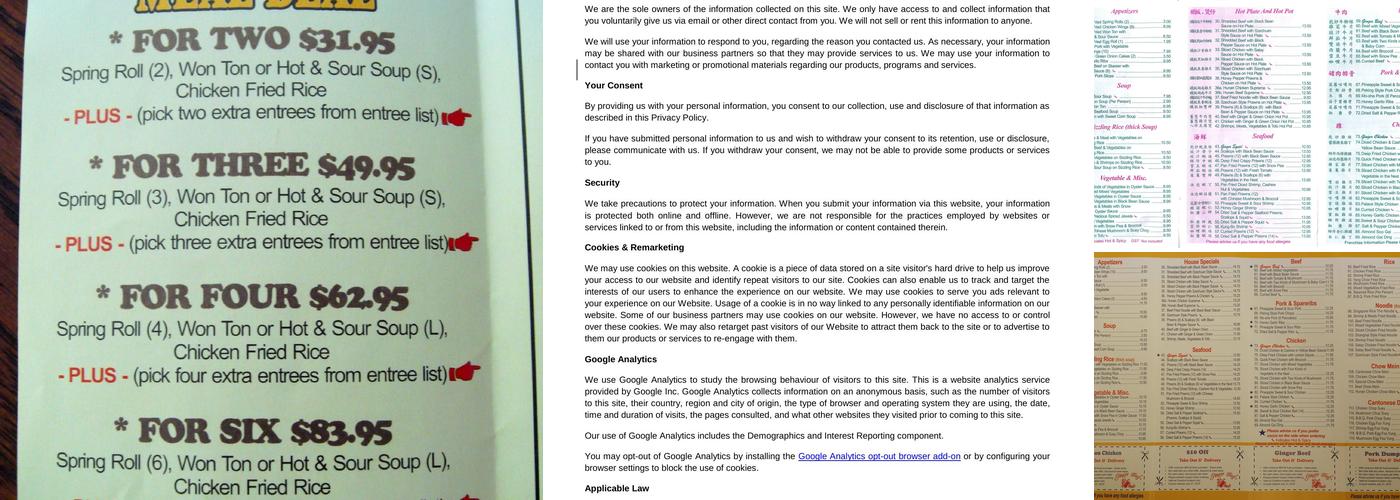 Ginger Beef Express Menu