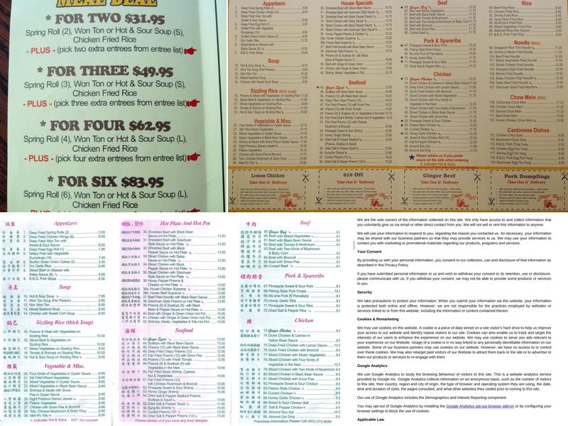 Ginger Beef Express Menu