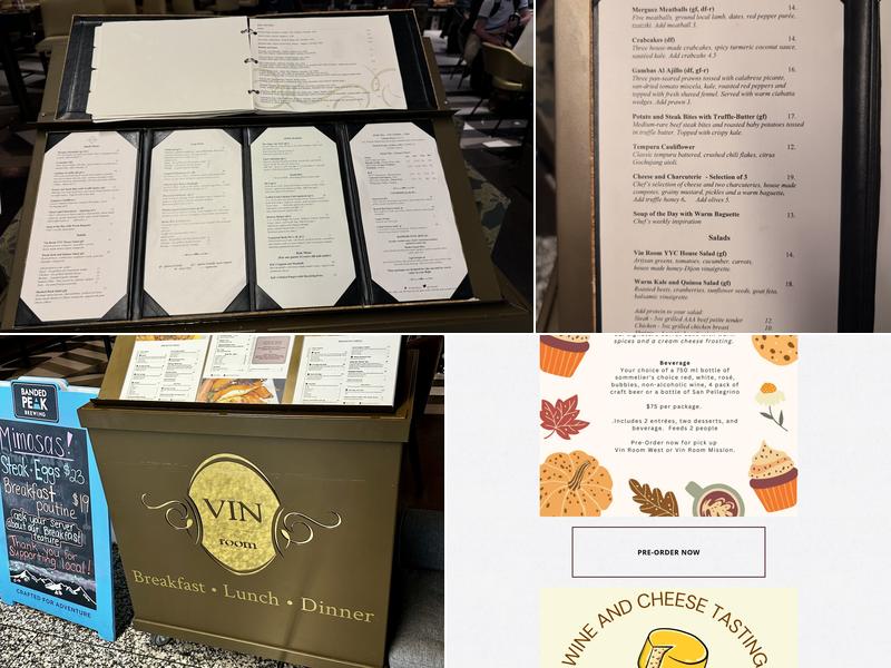 Vin Room YYC Airport Menu