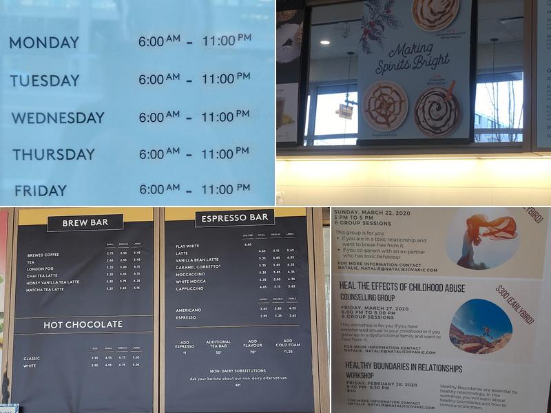 Second Cup Café Menu