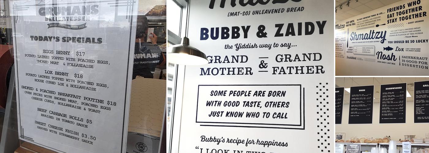 Grumans Delicatessen Britannia Menu