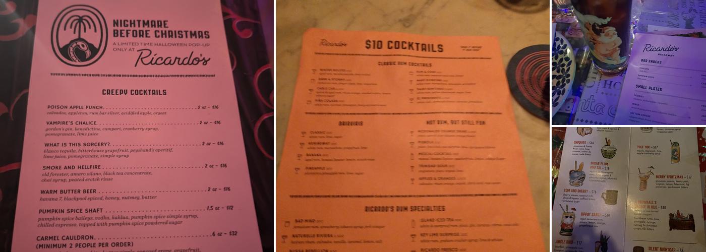 Ricardo's Hideaway Menu