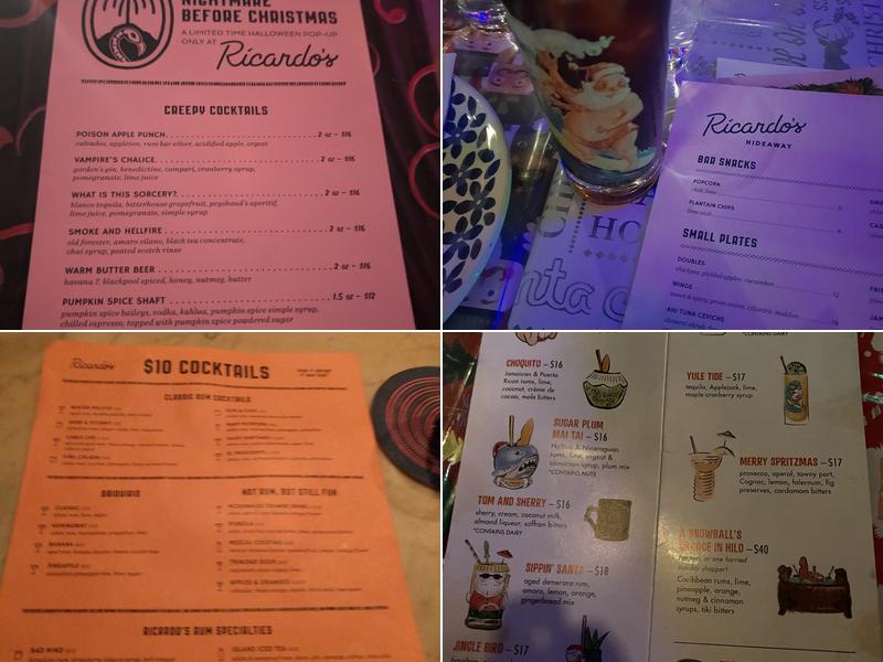 Ricardo's Hideaway Menu