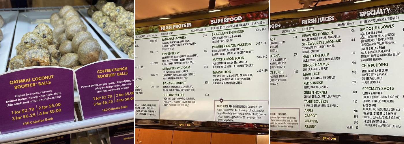 Booster Juice Menu