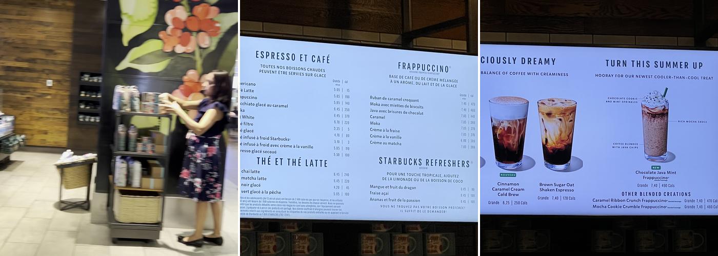 Starbucks Charlie Departures level Air Canada Menu