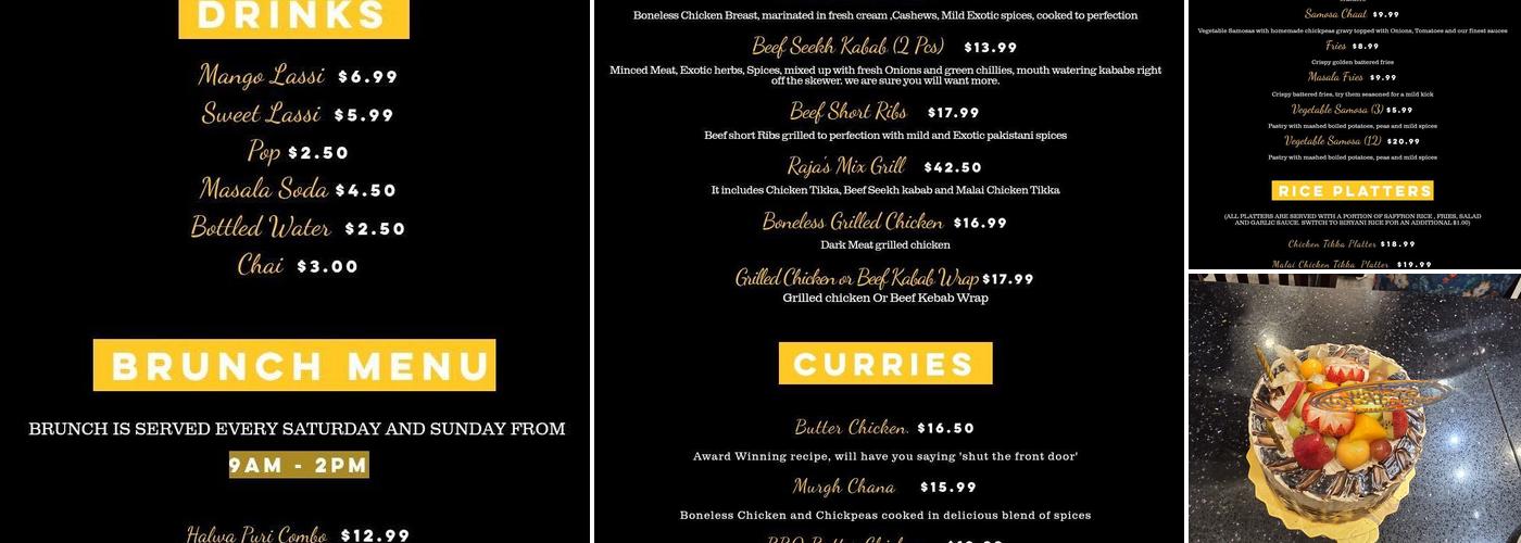 Raja's Grill Calgary Menu