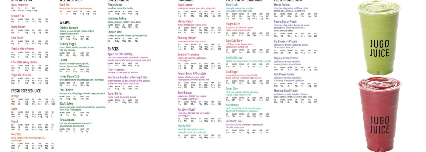 Jugo Juice Menu