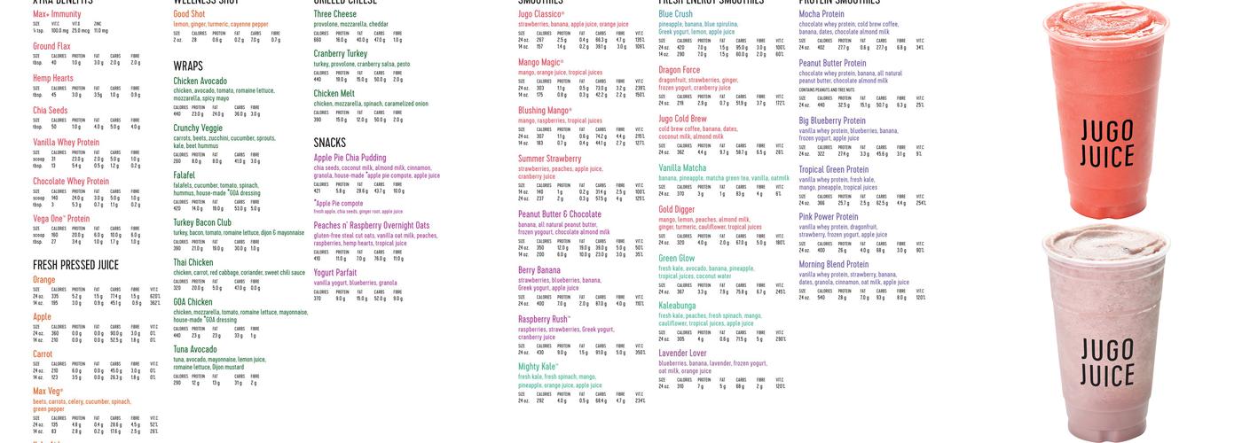 Jugo Juice Menu