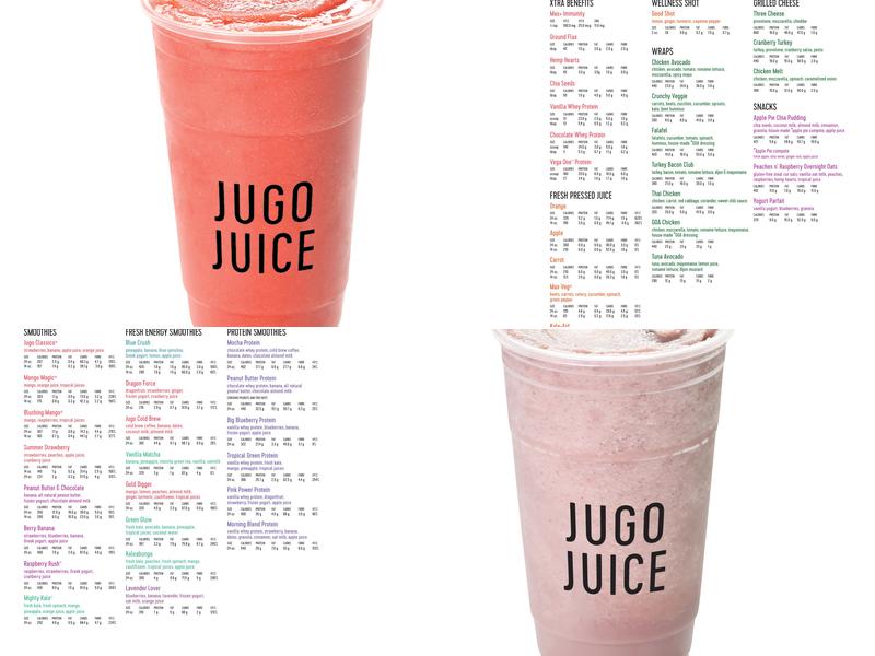 Jugo Juice Menu
