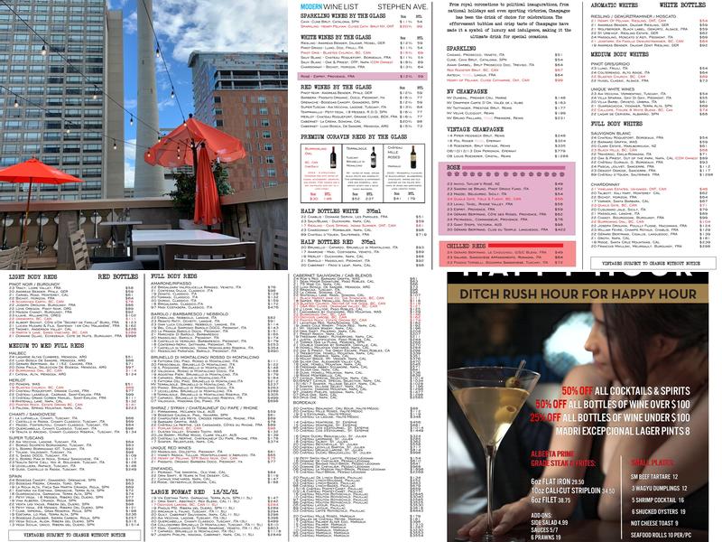 MODERN STEAK on Stephen Avenue Menu