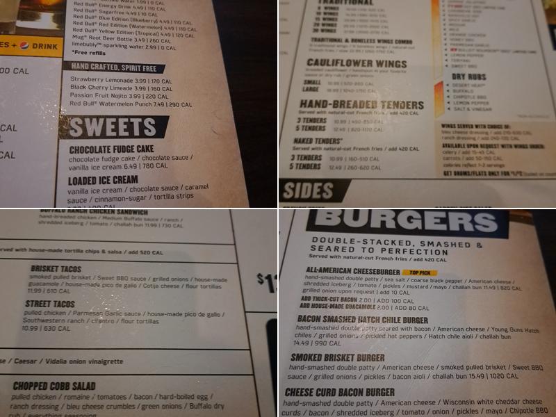 Buffalo Wild Wings Menu