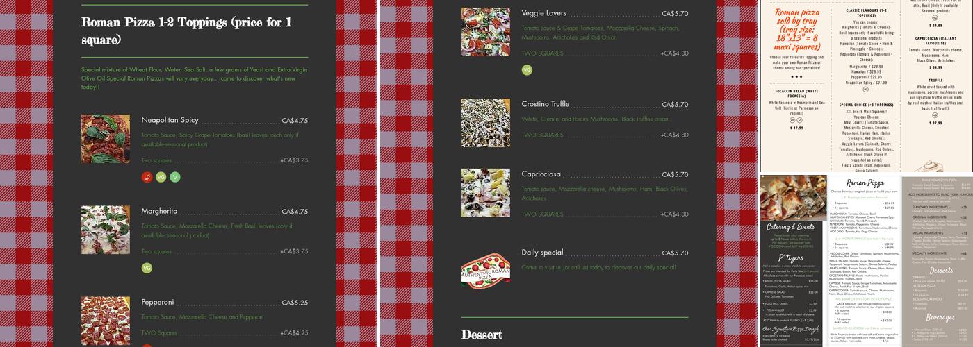 Pizza on the Fly Menu