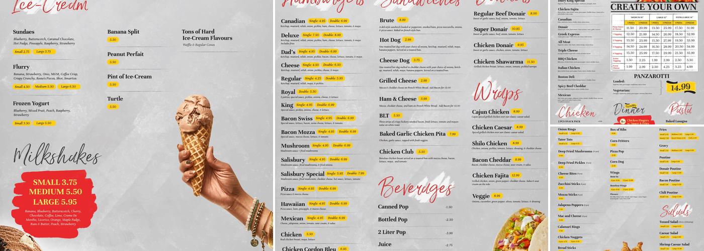 Buddie's Pizza Menu