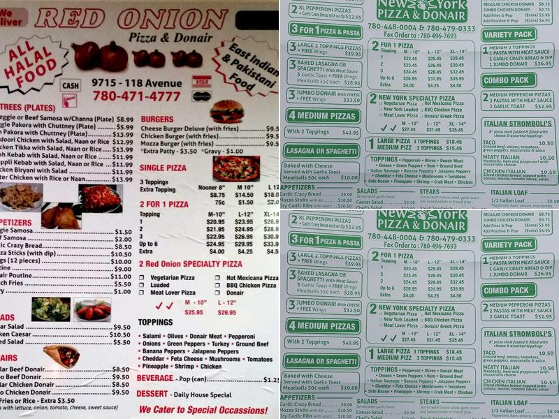 Red Onion Halal Menu