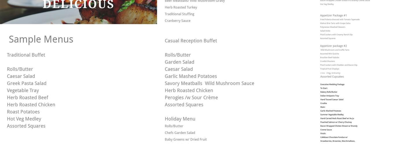D & H Catering Menu