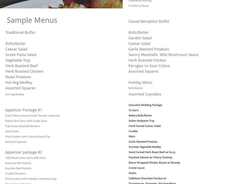 D & H Catering Menu