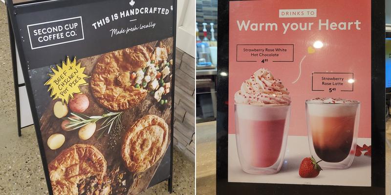 Second Cup Café Menu