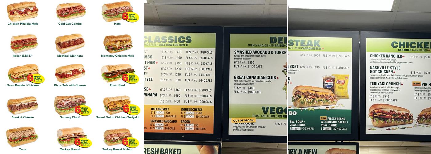 Subway Menu