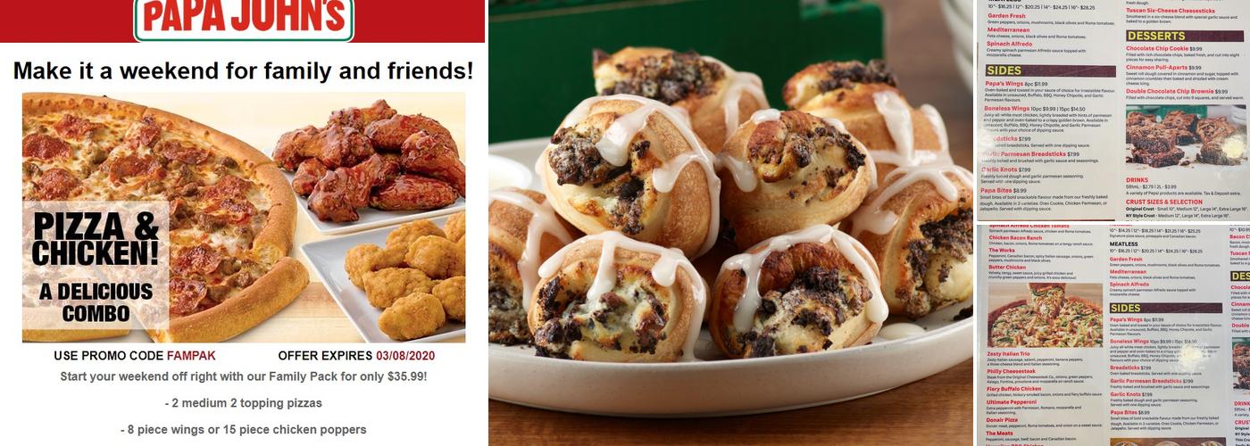 Papa Johns Pizza Menu