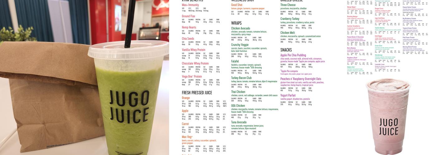 Jugo Juice Menu