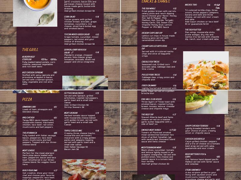 Table 63 Menu