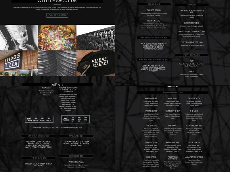 Bridge Pizza Menu